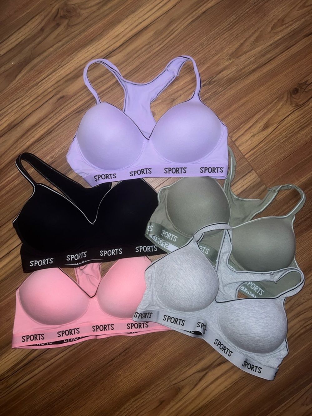 Pink Clover Sports Bras Bundle - Lavender, Black, Pink, Gray, Olive